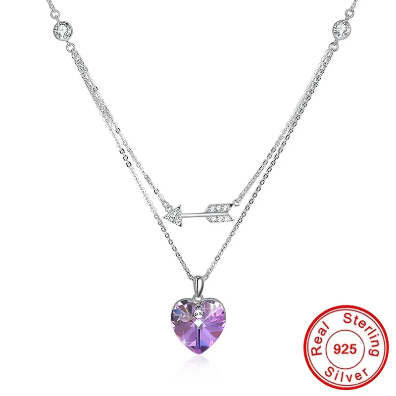 Necklace Heart Certified 100 S925 Romantic Gift for Lover Engagement