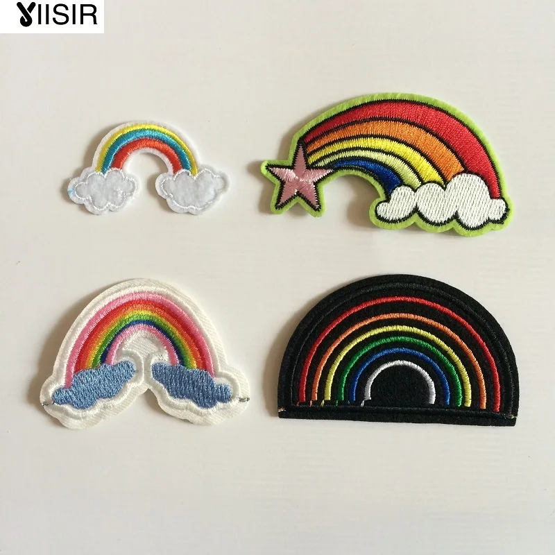 1piece fabric artificial rainbow patch heat transfer embroidery clothes 1piece fabric artificial rainbow patch heat transfer embroidery clothes
