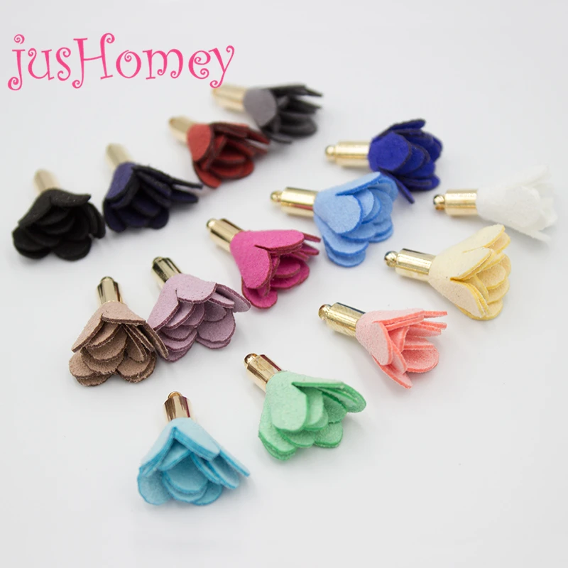 30PCS Mixed Colors Mini Suede Flower Tassel 22mm Gold Plated Cap Velvet Petal Tassels for DIY Jewelry Earrings Craft Accessory | Дом и сад