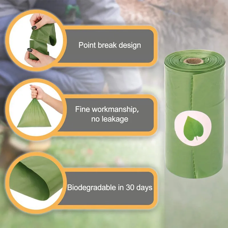 Мешки для собак, экологически чистые биоразлагаемые мешки для кошек, мешки для мусора - Цвет: Green 1 roll