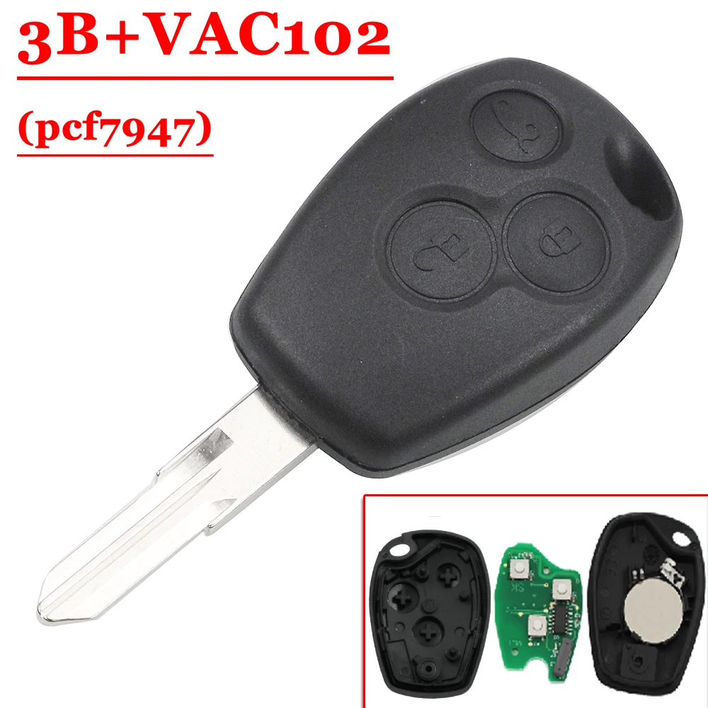 3 кнопочный пульт дистанционного управления PCF7947 с лезвием vac102 для Renault Duster Modus Clio