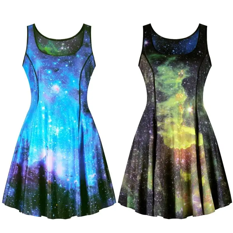 Звездная ночь Ван Гог перо печатных двух боковых платье для женщин 3D майка обратный платья 2 две стороны носить мини Vestidos - Цвет: E103391