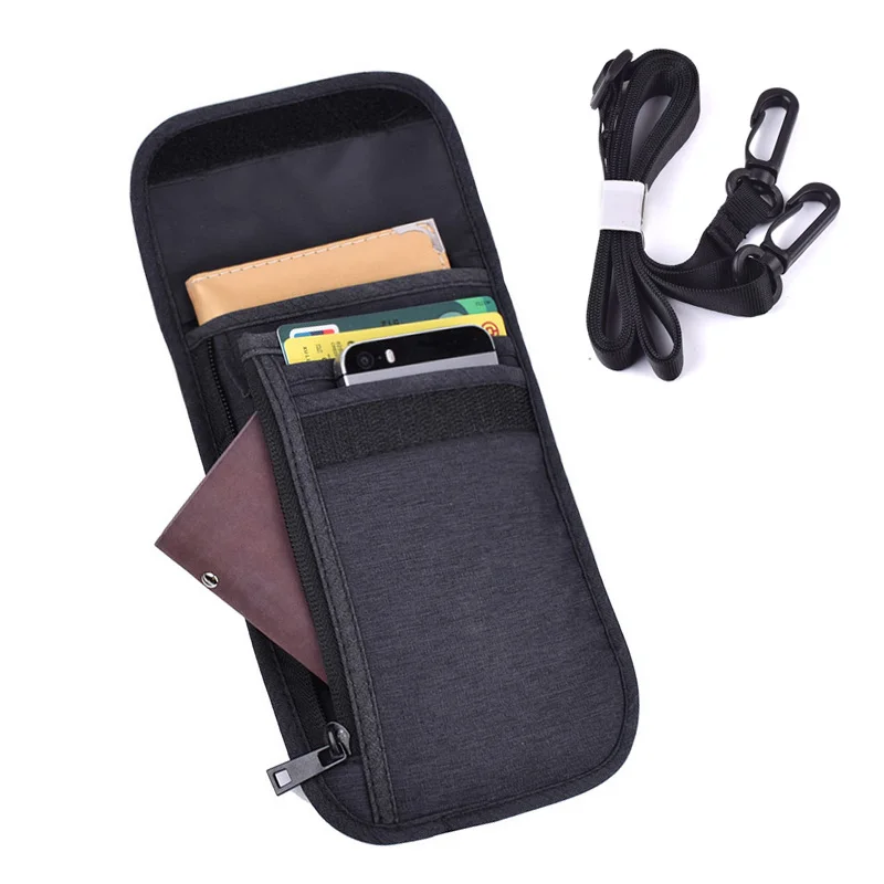 

Men Women Travel Passport ID Card Phone Neck Pouch RFID Blocking Card Holder organizer Bag Waterproof Wallet