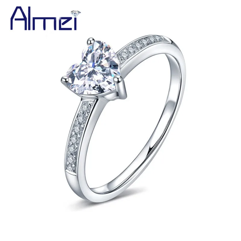 

Almei 40% Silver 925 Jewelry Wedding Rings For Women Ring Female Cubic Zirconia Engagement Ring with Stone with Free Box LJ079