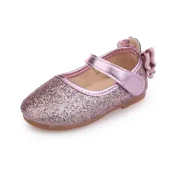 JGVIKOTO/Модная обувь на плоской подошве для девочек, детские туфли принцессы для маленькой девочки с бантом, блестящее платье, обувь для