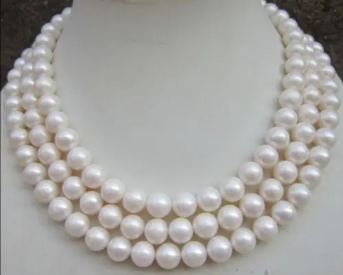 

Free shipping@@@@@ 9-10MM NATURAL PERFECT ROUND SOUTH SEA WHITE PEARL NECKLACE 50" a