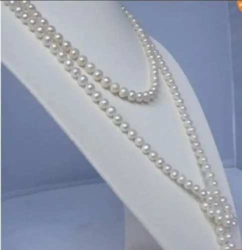 

Perfect 7-7.5mm AAA South sea white pearl necklace 65" 14KGP Gold Clasp