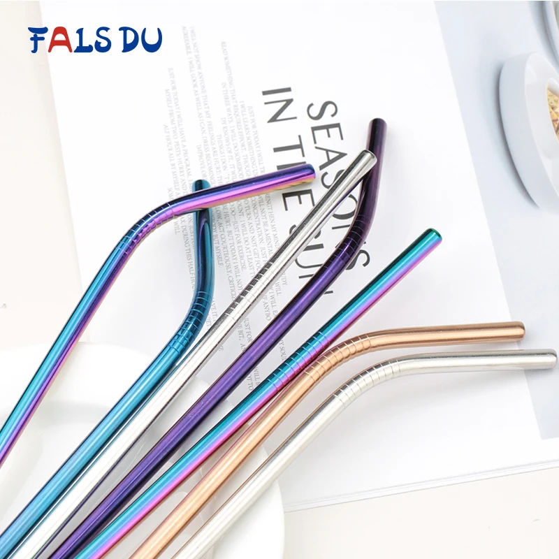 

2/4pcs Stainless Steel Straw Reusable Metal Drinking Straw With Cleaner Brush For Home Party Barware Bar Accessories
