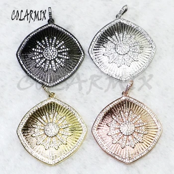 

4 Pcs Zircon Square pendant Mix color Metal jewelry pendant shape metal jewelry pendant for jewelry making 5143