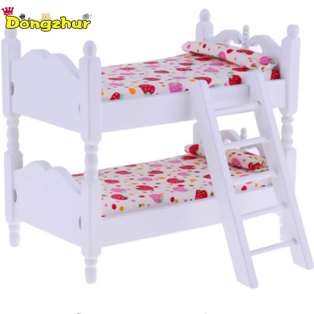 

Miniature Children Bedroom Giraffe Girl Chick Bunk Bed For 1:12 Scale Doll House Scene Matching DIY Handmade Accessories
