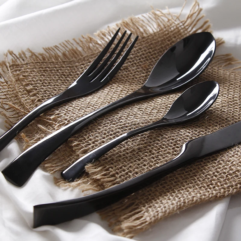 Набор столовых приборов из нержавеющей стали 4 шт./компл.|black cutlery set|dinnerware settableware set