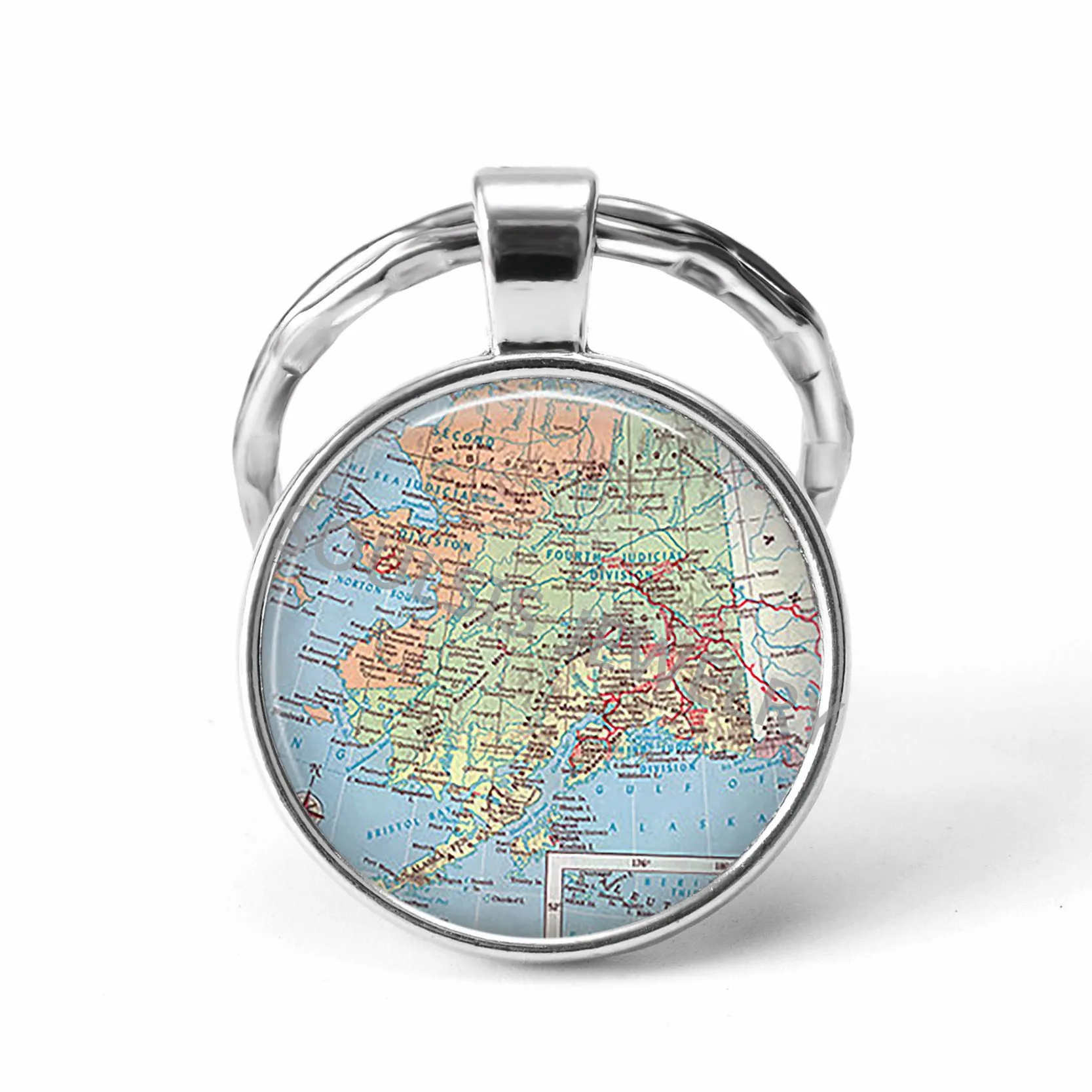 2018 Newest Metal Keychain Handmade Vintage Iceland World Map Earth Geography Key Chain Glass Dome Keychains for Men Women Gift Fashion Jewelry