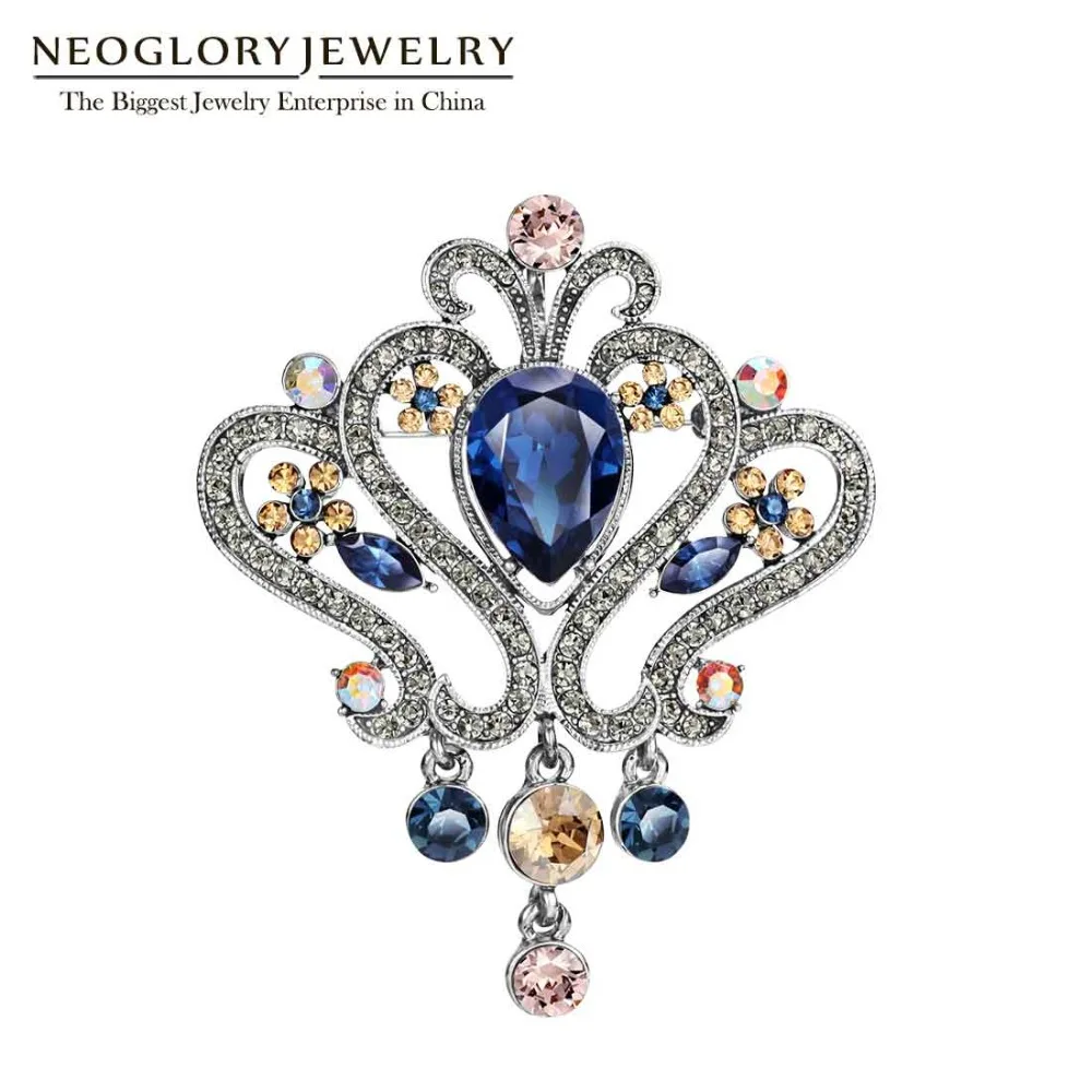 

Neoglory Colorful Austria Crystal & Rhinestone Fashion Crown Brooches For Women Luxurious Retro Brooch Jewelry 2020New Gift