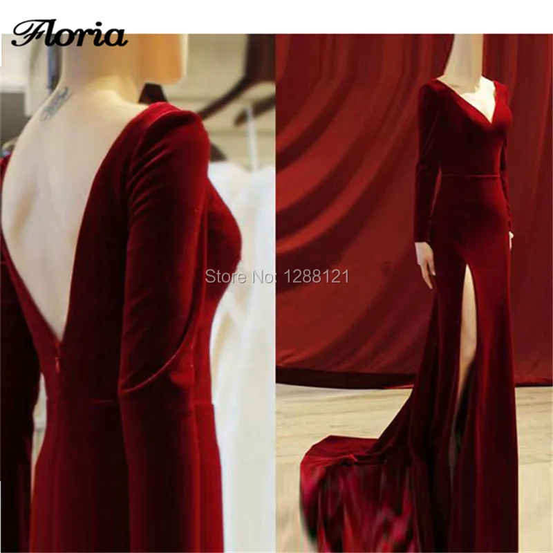 Burgundy-Muslim-Evening-Dresses-2018-Mermaid-V-neck-Long-Sleeves-Velvet-Islamic-Dubai-Saudi-Arabic-Long.jpg_640x640