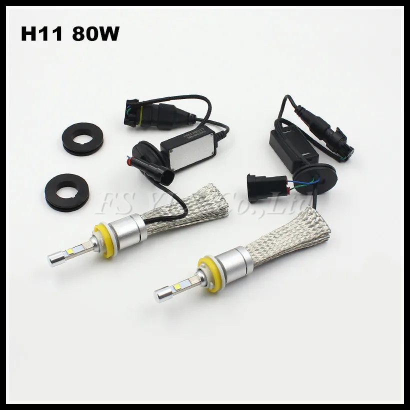 

auto headlight 80w 9600lm H11 LED Headlight Conversion Kit 80w H8 H9 H11 Headlamp White fog lights lamps 12v led fog light kit