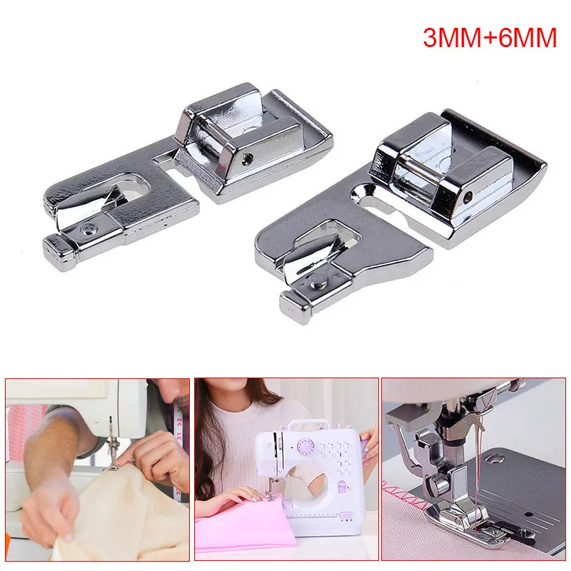 

2pcs/set Presser Feet Narrow Rolled Hem Sewing Machine Foot Accessories 3MM+6MM LXY9 FE28