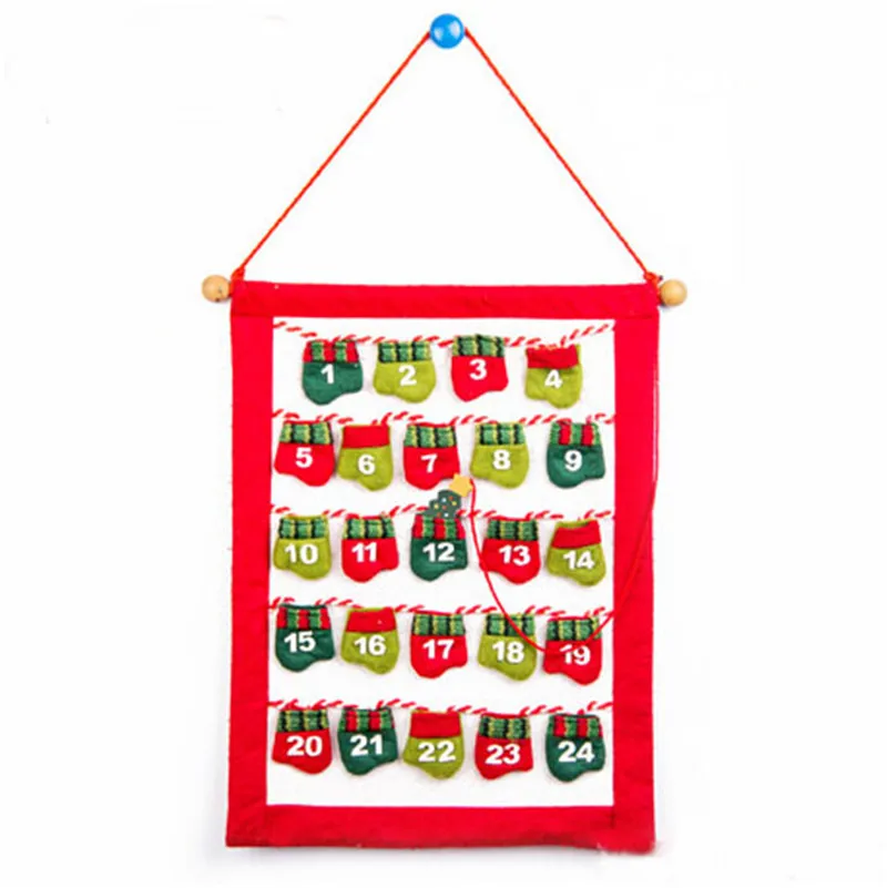 2017 Felt Fabric Christmas Advent Calendar Xmas With Pockets Door Wall Hanging Decor in Advent