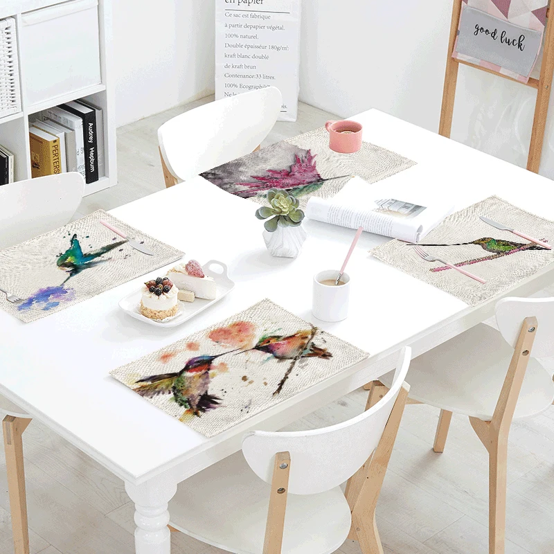 

Colorful Chinese Painting Bird Meal Cloth 42*32 CM Simple Flower Play Play Magpie Hummingbird Linen Home Tablecloth Decoration