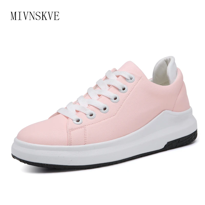 

MIVNSKVE Fashion Flats Women Trainers Breathable Sport Woman Shoes Casual Skate Walking Women Flats White Pink Zapatillas Mujer