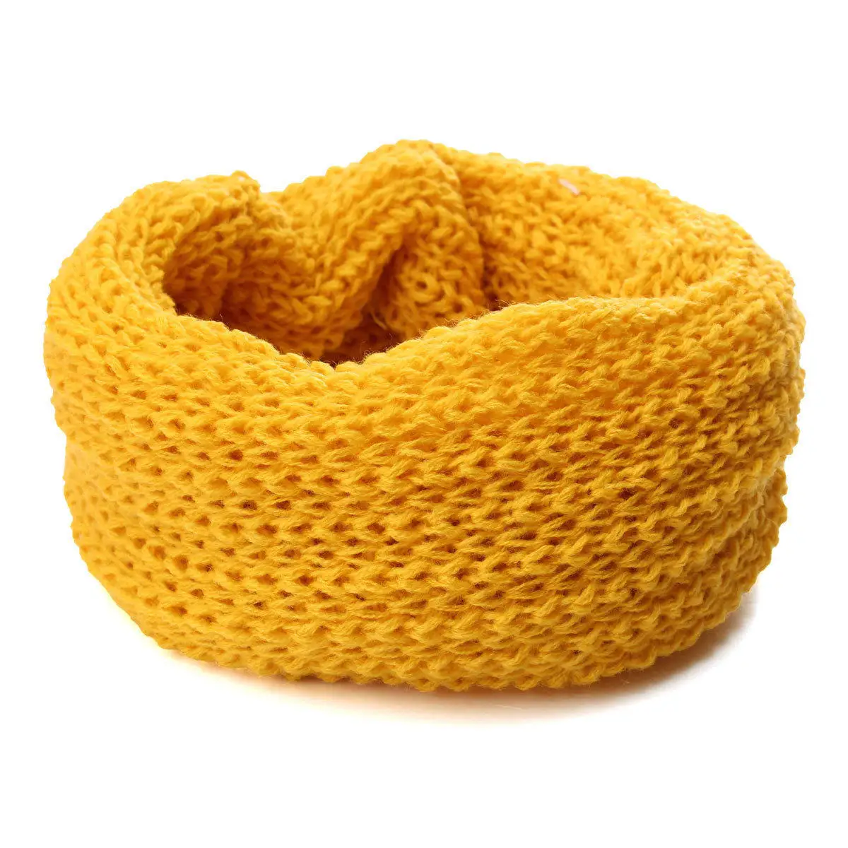 Новинка, 1 предмет, Модный повседневный осенне-зимний теплый вязаный детский шарф, кольцо, 6 цветов - Цвет: Yellow