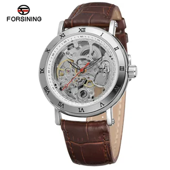 

FORSINING Antique Leather Automatic Watch Mens Auto Mechanical Watches Self Wind Skeleton Wristwatches Horloges Mannen 9005