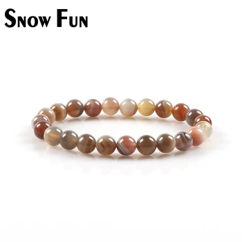

Snow Fun Botswana Agate Bracelet Size 8mm Lucky for Men Women Agate Single lap Jewelry