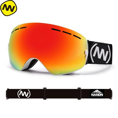 Новинка, NANDN, брендовые лыжные очки, двойные, UV400, анти-туман, большая Лыжная маска, очки для катания на лыжах, для мужчин и женщин, очки для сноуборда - Цвет: White Frame R