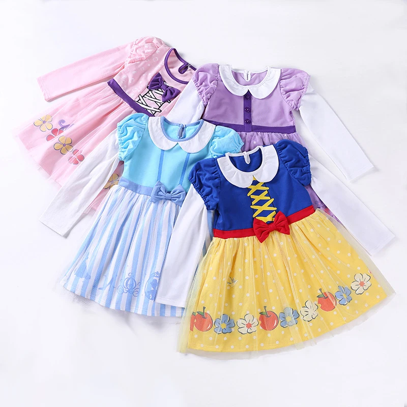 

Mermaid Baby Girl Party Dress Snow White Princess Halloween Costume Cinderella Cosplay Kids For Girls Clothing Rainbow Dress 6Y