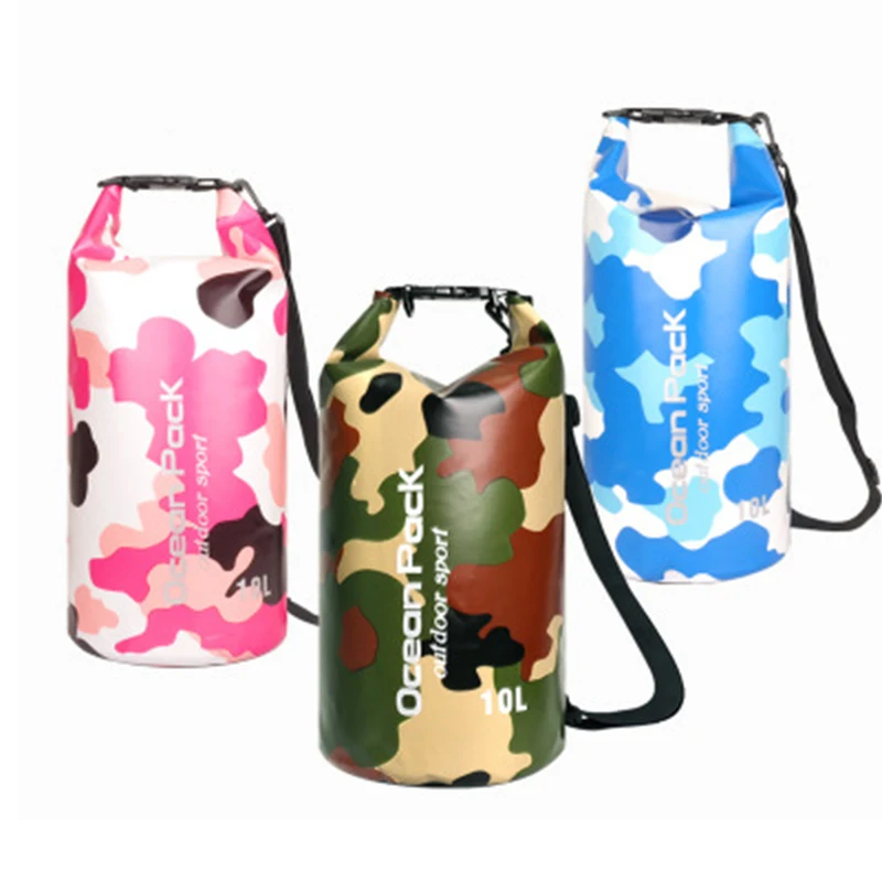 Camuflaje impermeable al aire libre bolsa de mochila bolsa seca Kayak Rafting deporte de almacenamiento portátil Camping Kits de viaje río Trekking bolsa
