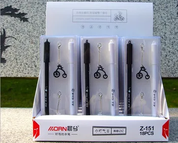 

different style bike bird cat pendant gel ink pen cartoon stationery prize kawaii student pen office black neutral pen 18pc/lot