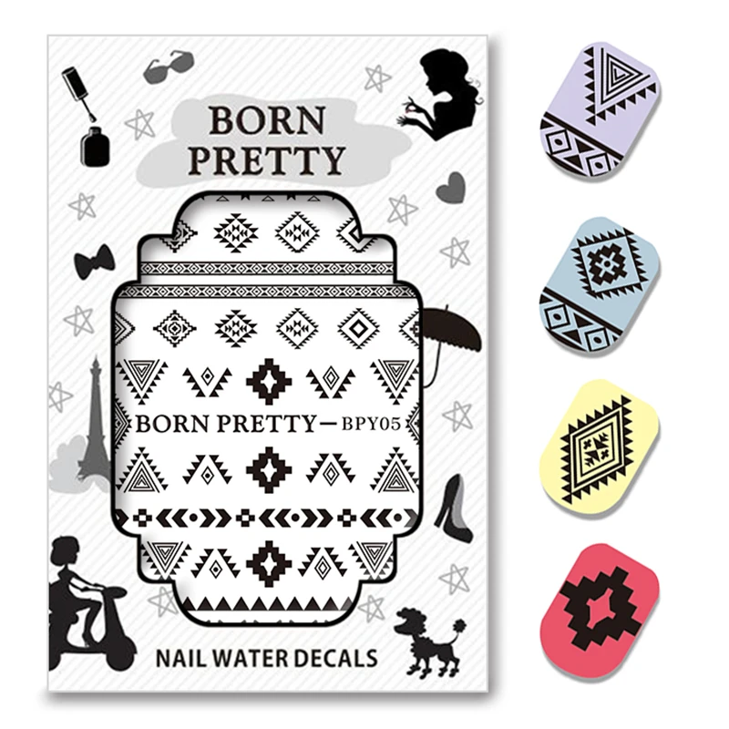 2 узора/лист BORN PRETTY Shinging форма ногтей воды переводные наклейки BPY05|stickers head|sticker