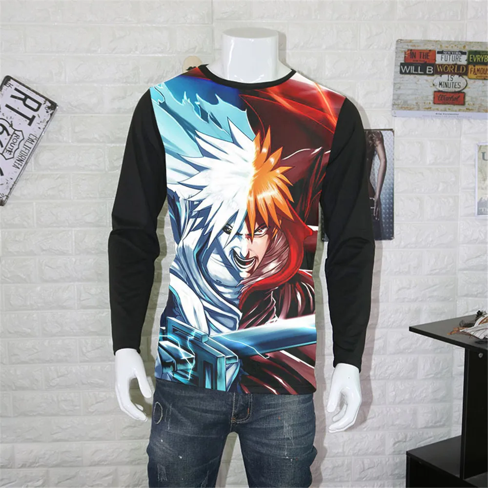 Косплей Аниме летний топ мужские повседневные футболки 3d принт Bleach Kurosaki Ichigo