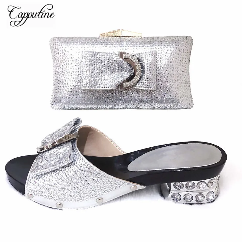 

Hot Sale Fashion African Middle Heels Shoes And Bag Set For Party Summer Ladies High Heels Shoes And Bag Set Size 38-43 TX-997