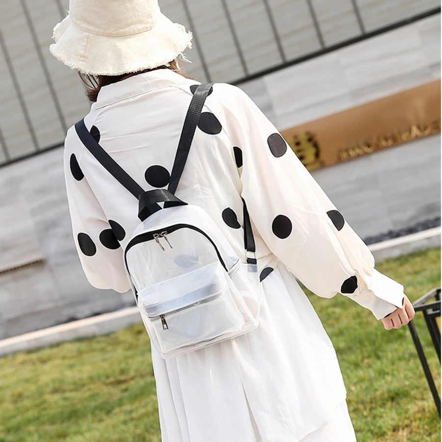 

Transparent Pvc Ladies Backpacks Large-capacity Pvc Waterproof Bookbag Travel Bags Simple Jelly Bags for Teenage Girls Backpack