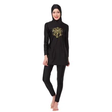 Цельный плюс размер Мусульманский купальник женский полный охват ислам высокого качества черный арабский купальник пляжная одежда XS-3XL