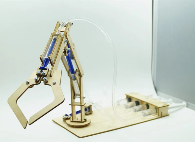 Happyxuan DIY 4 Channel Hydraulic Excavator Kit Kid Science School Project STEM Education Physics Fun Toys Technology Experiment