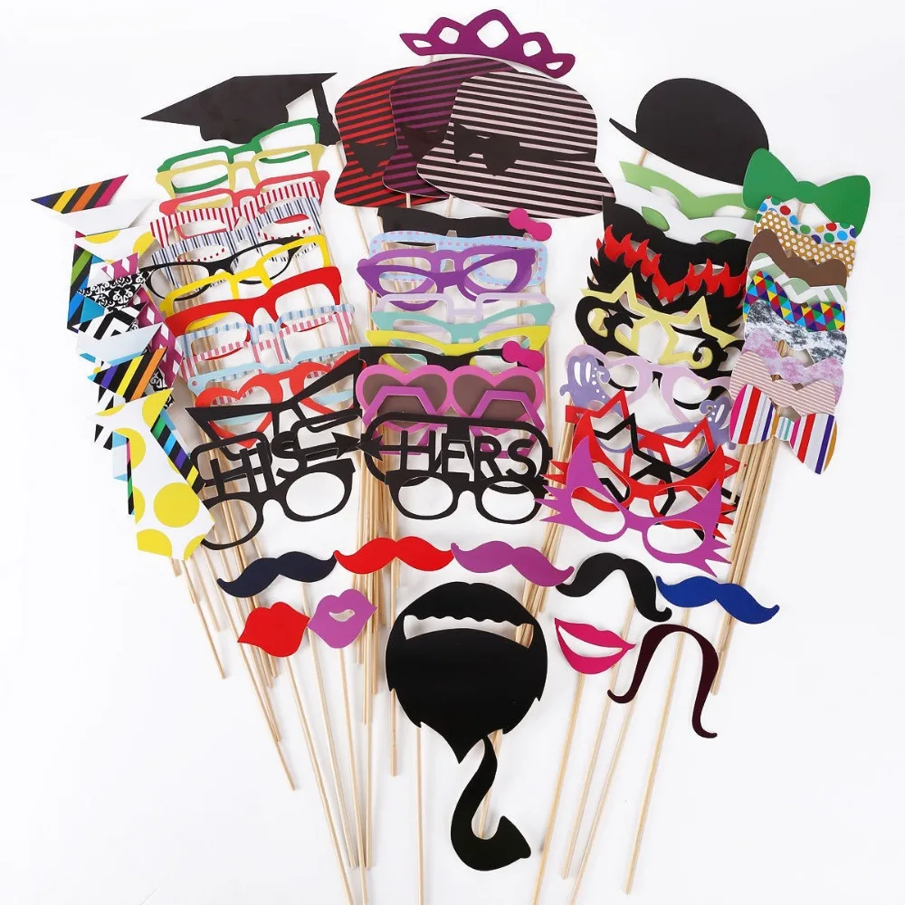 76PCS Photo Booth Props Hats Mustaches 2017 photo booth wedding Party
