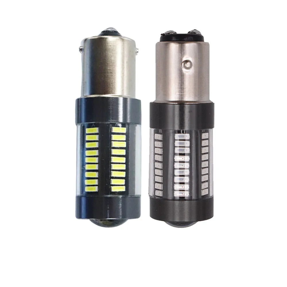 

2Pcs 1156 BA15S BAU15S 1157 BAY15D 4014 66 SMD Car Turn Signal Lights Reverse Lights Brake Stop Tail Lamp Car Light White Red