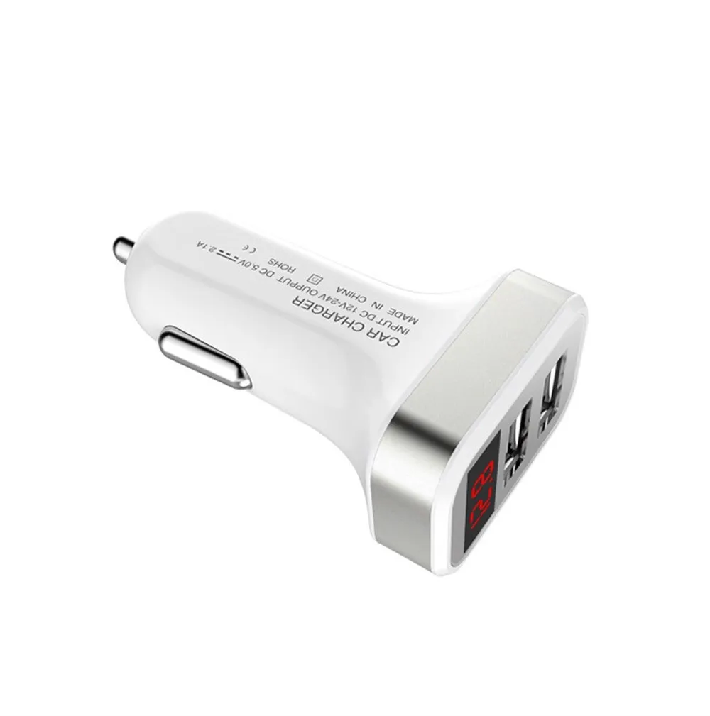 5V 2.1A 2-Порты и разъёмы зарядных порта USB для автомобиля Зарядное устройство с светодиодный Экран Зарядное устройство адаптер быстрой зарядки в автомобиле комплект