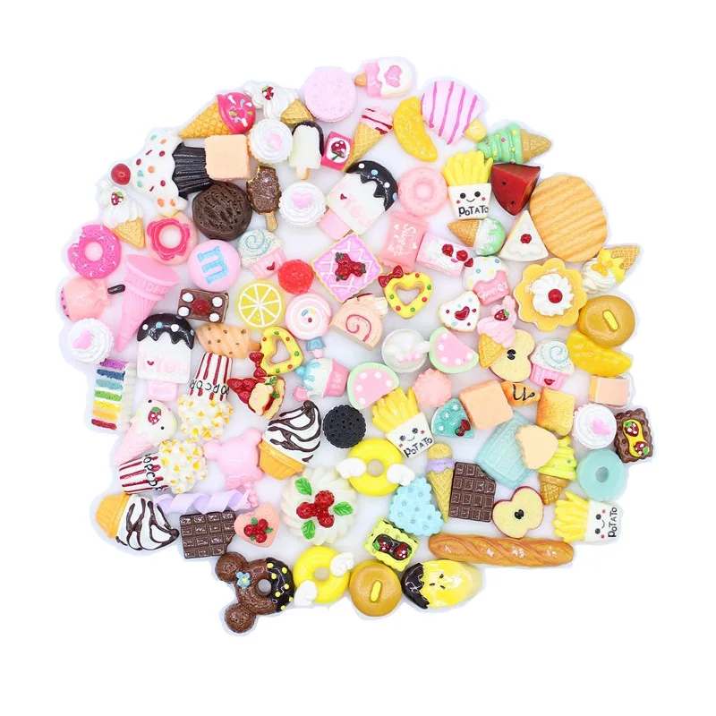 Ice Cream SLIME Charms DIY Accessories Donut Macaron Resin Charms For SLIME Fillers Mobile Phone Shell Decoration 10PCS Mixed