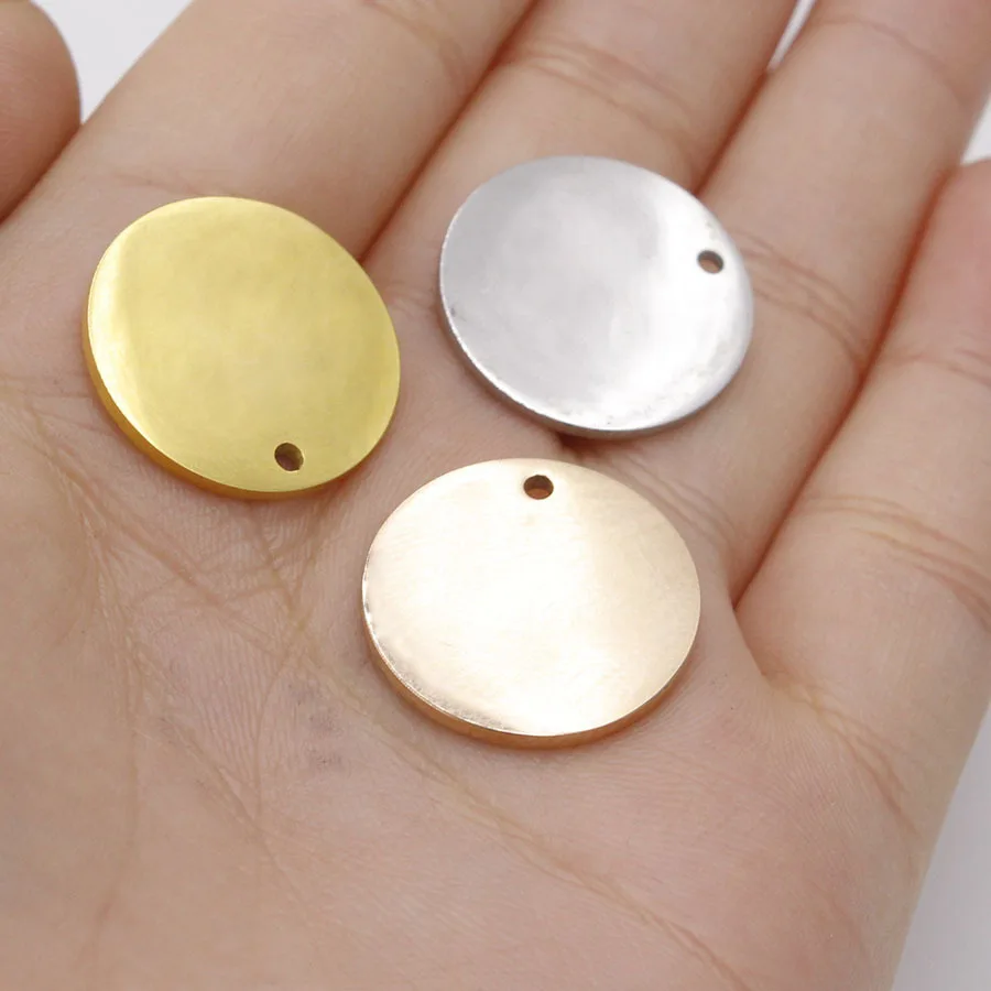 

100% Stainless Steel Circle Charm For Jewelry Making Silver/Gold/Rose Gold Round Blank Metal Tag Mirror Polished Wholesale 20pcs