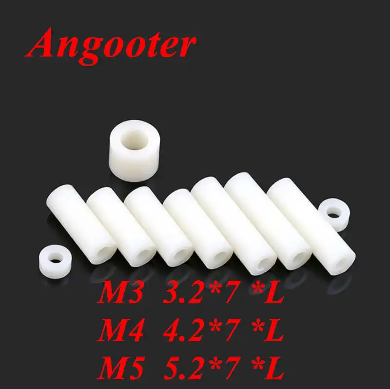 50x Plastic Nylon Round Column Standoff Spacer Washer 4 x 5mm For Screw