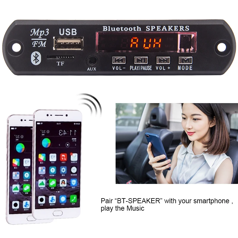 12 В Bluetooth MP3 декодер доска MP3-плеер автомобильный комплект fm-радио TF USB 3,5 мм WMA вспомогательный аудиоресивер с функцией записи звонков