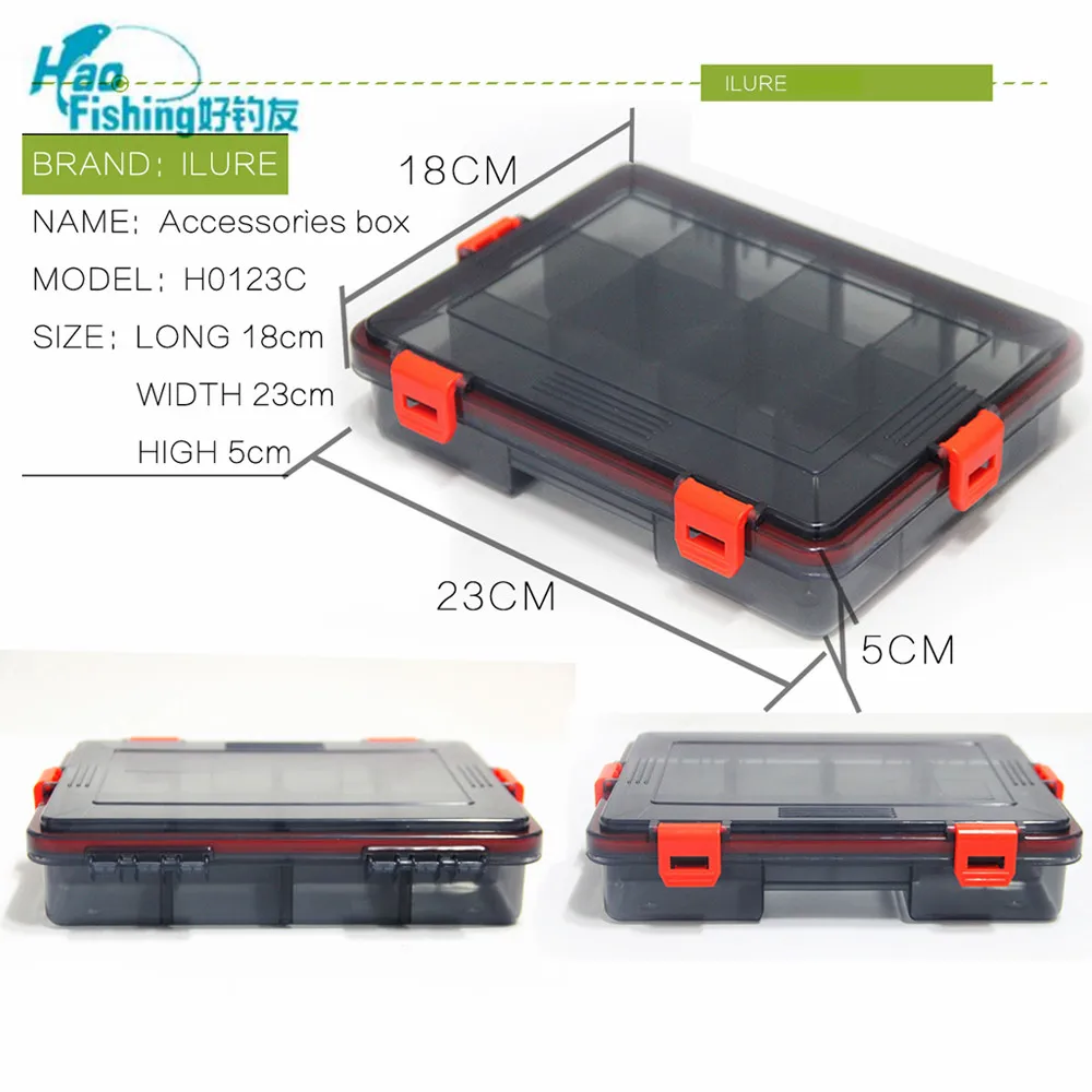Fishing Tackle Box 23*18*5cm / 28*18*5cm Multifunctional High Strength Plastic Fishing Lure Bait Hooks Tackle multi-Compartments