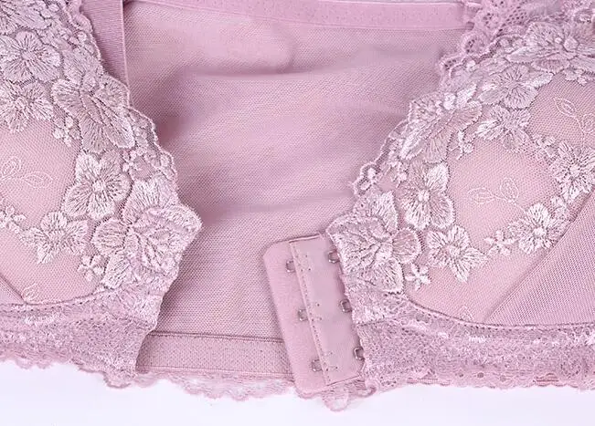 3/4 Cup front closure lace bra Beauty back push up Plus Size Lingerie Embroidery sexy bras for Women 40 42 B C D Free shipping