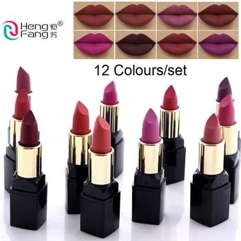 

12pcs/Set HengFang Brand Velvet Lipstick Long Lasting Moisturizing Nutritious Lip Sticks Lip Balm Lips Makeup Batom Cosmetic