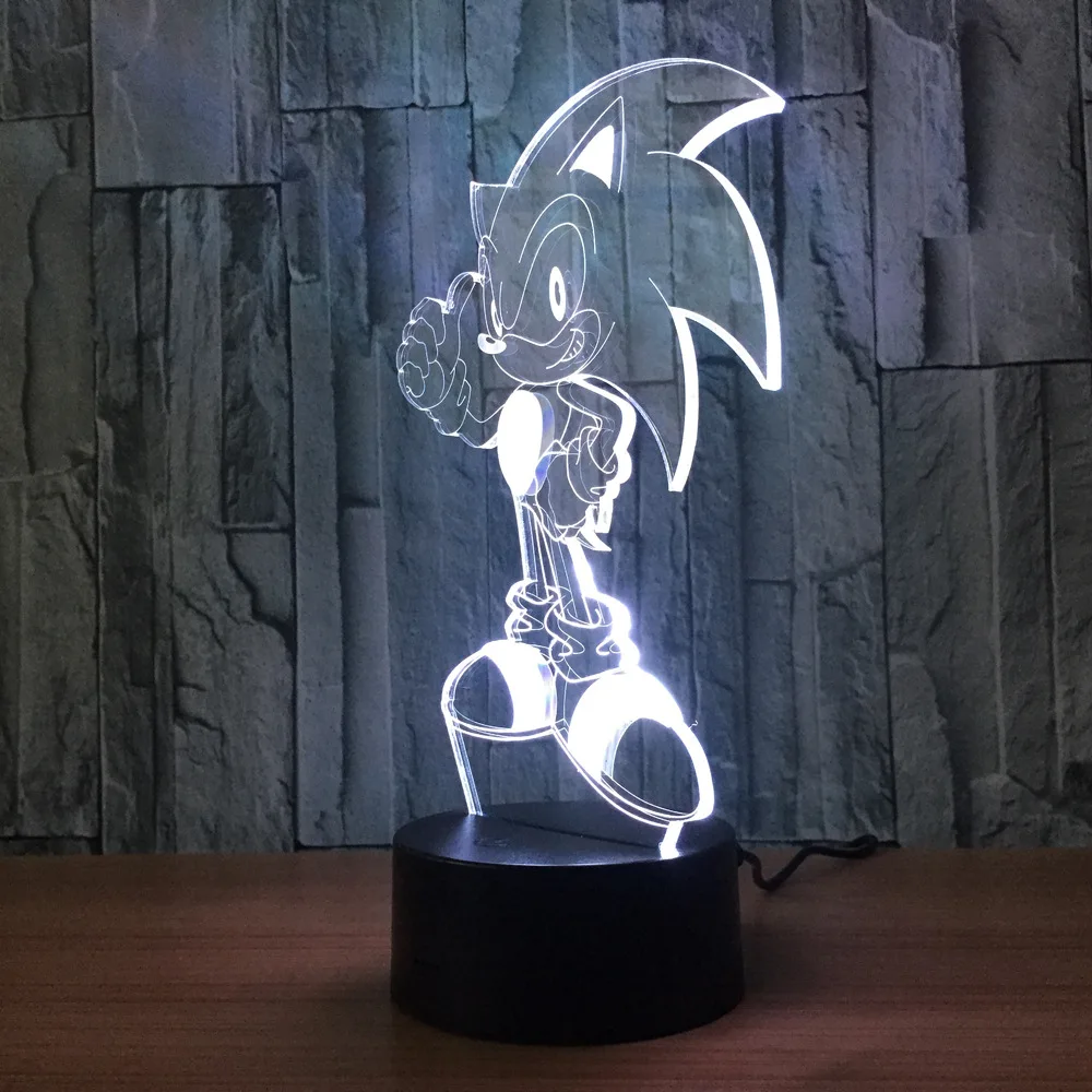  Anime Sonic The Hedgehog Figure 3D LED Table Lamp Flash Effect 7 Colorful Acrylic Visual Illusion U - 32860028864