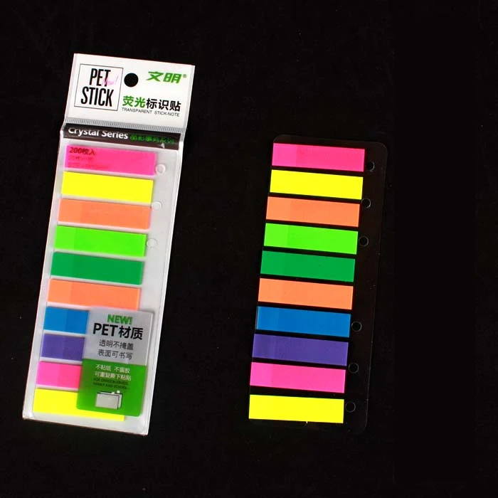 5 pieces/lot PET transparent sticking memo 10 color Self Adhesive