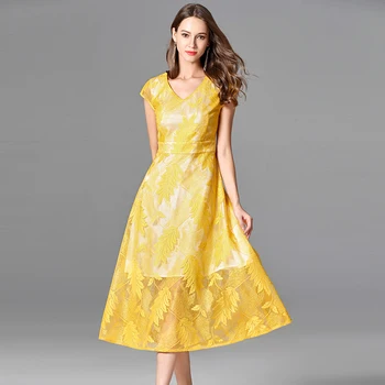 

2019 V Neck Large size Lace Short Print Dress Sexy Temperament Women Patchwork Elegant Night Club Loose Party Dresses Wholesale