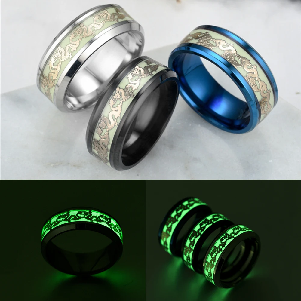 

Fashion Fluorescent Shiny Rings Double Dragons Party Finger Jewelry Gifts